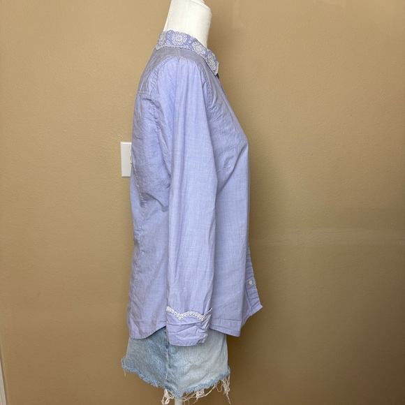 J Crew Perfect Shirt with eyelet Trim Size 8 - Picture 7 of 11